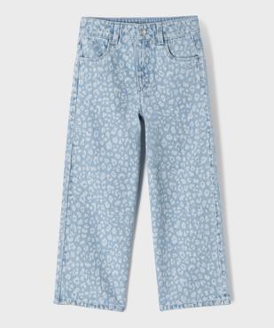 Jean straight à taille réglable en denim à motifs fille vue2 - GEMO (ENFANT) - GEMO