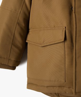 Parka garçon déperlante et multipoche à doublure chaude coloris uni vue3 - GEMO (ENFANT) - GEMO