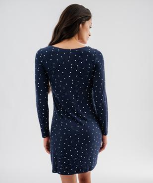 Chemise de nuit à manches longues et col rond en viscose à pois femme vue3 - GEMO 4G FEMME - GEMO