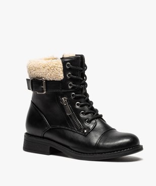 Boots fille à col rembourré fermeture lacets et zip vue2 - GEMO (ENFANT) - GEMO