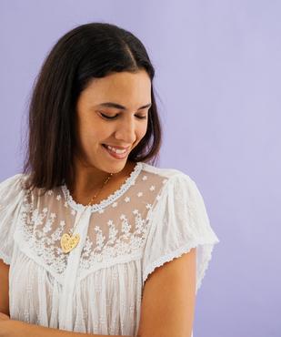 Chemise manches courtes en dentelle extensible femme vue3 - GEMO(FEMME PAP) - GEMO