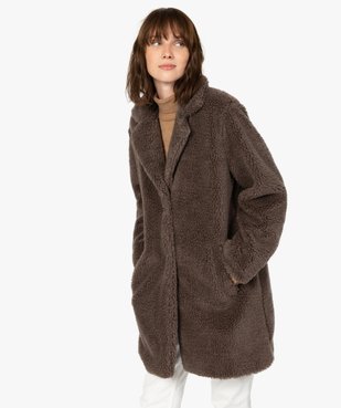 Manteau femme 3/4 en sherpa vue1 - Nikesneakers(FEMME PAP) - Nikesneakers