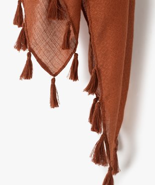 Foulard femme uni en maille texturée et finitions pompons vue2 - GEMO (ACCESS) - GEMO