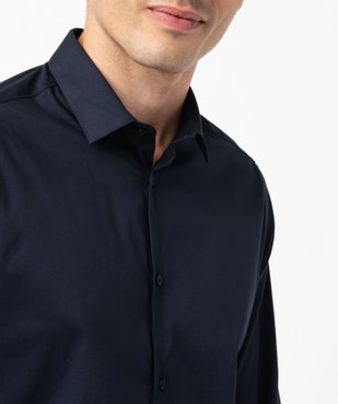 Chemise homme unie coupe slim en coton stretch vue2 - GEMO 4G HOMME - GEMO