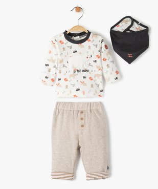 Ensemble bébé garçon 3 pièces : tee-shirt + foulard + pantalon - Sucre d'Orge vue1 - SUCRE D'ORGE - GEMO