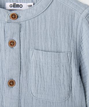 Chemise col rond en gaze de coton à manches retroussables bébé garçon vue3 - GEMO(BEBE DEBT) - GEMO