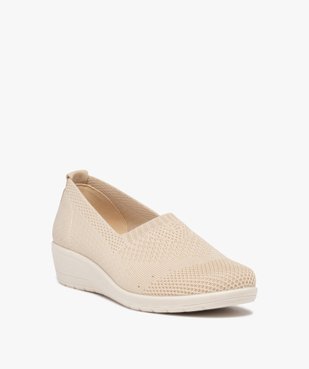 Mocassins femme confort unis en mesh à semelle compensée vue2 - GEMO (CONFORT) - GEMO