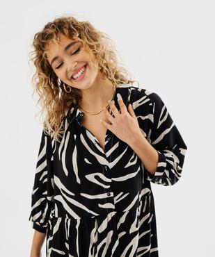 Robe à manches 3/4 imprimée en viscose femme  vue2 - GEMO 4G FEMME - GEMO