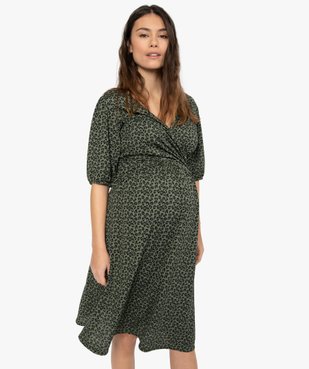 Robe de grossesse imprimée avec décolleté cache-cœur vue1 - GEMO (MATER) - GEMO