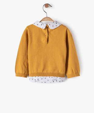 Pull bébé fille effet 2 en 1 avec col et bas chemise vue3 - GEMO(BEBE DEBT) - GEMO