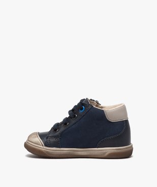 Chaussures premiers pas bébé garçon à lacets et zip - Bopy vue3 - BOPY - GEMO