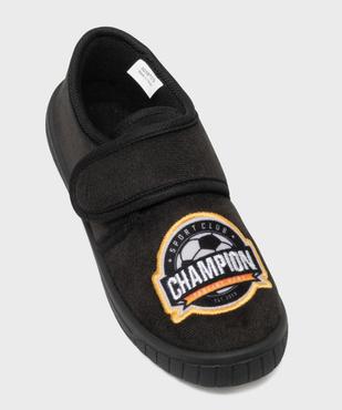 Chaussons en velours à bride scratch motif football garçon vue5 - GEMO (ENFANT) - GEMO