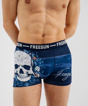 Boxer en microfibre motif tête de mort homme - Freegun vue2 - FREEGUN - GEMO