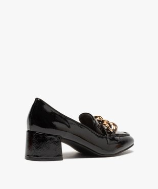Escarpins femme vernis à talon carré et chaine métallisée vue4 - GEMO(URBAIN) - GEMO
