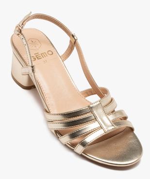 Sandales femme à talon carré brides métallisées   vue6 - GEMO(URBAIN) - GEMO