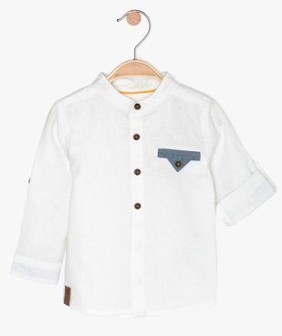 Chemise bébé garçon à manches longues et col mao vue1 - Nikesneakers(BEBE DEBT) - Nikesneakers