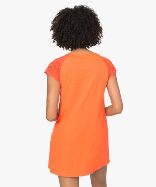 Robe femme avec manches en dentelle contenant du coton bio vue3 - GEMO C4G FEMME - GEMO