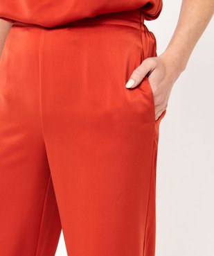 Pantalon large et fluide taille haute en satin femme vue2 - GEMO(FEMME PAP) - GEMO