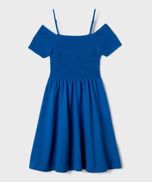 Robe courte à fines bretelles et buste smocké fille vue1 - GEMO 4G FILLE - GEMO