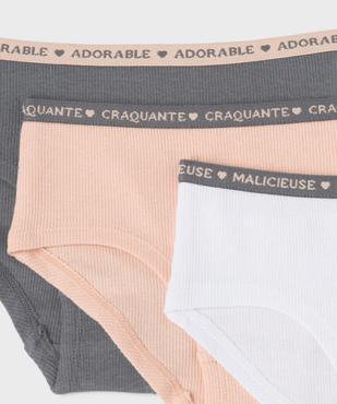 Shorty en maille côtelée en coton stretch fille (lot de 3) vue2 - GEMO 4G FILLE - GEMO