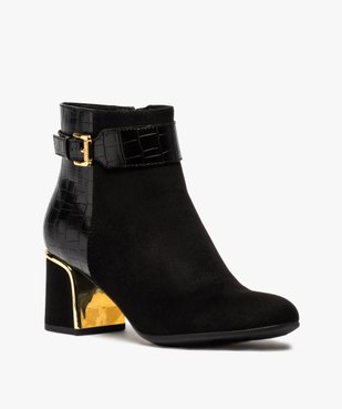 Boots femme unis à talon avec finitions métalliques vue2 - GEMO(URBAIN) - GEMO