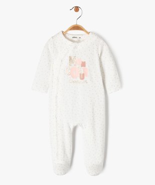 Pyjama dors-bien en velours avec touches pailletées bébé fille vue1 - GEMO 4G BEBE - GEMO