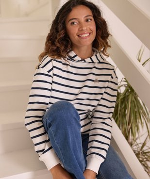 Sweat à capuche rayé femme - LuluCastagnette vue4 - LULUCASTAGNETTE - GEMO