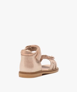 Sandales fille en cuir à scratch dessus fleurs pailletées vue4 - GEMO (ENFANT) - GEMO