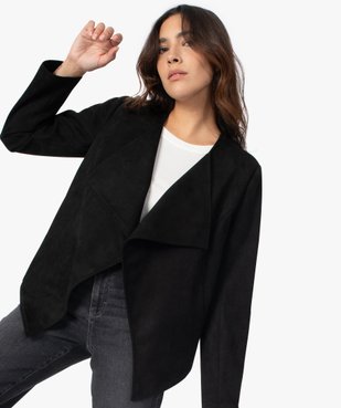 Blouson femme en suédine coupe asymétrique vue2 - GEMO(FEMME PAP) - GEMO