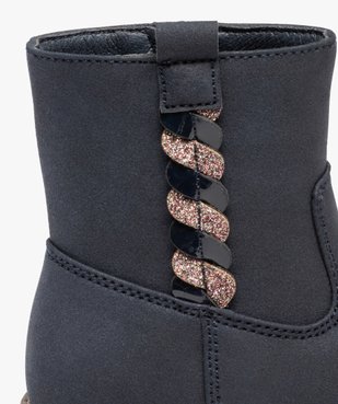 Boots fille unies avec torsade fantaisie sur le côté vue6 - GEMO (ENFANT) - GEMO