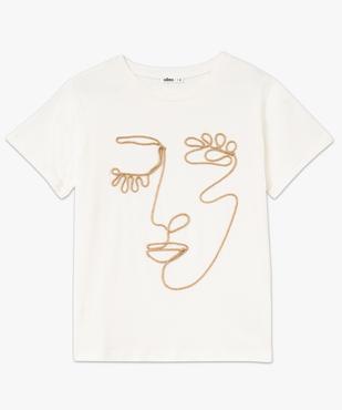 Tee-shirt manches courtes avec motif visage brodé femme vue4 - GEMO(FEMME PAP) - GEMO