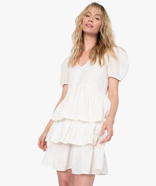 Robe femme en broderie anglaise à volants - Lulu Castagnette vue1 - LULUCASTAGNETTE - GEMO