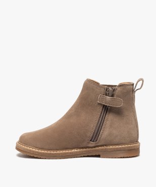 Boots fille zippées dessus cuir retourné style chelsea vue3 - GEMO (ENFANT) - GEMO