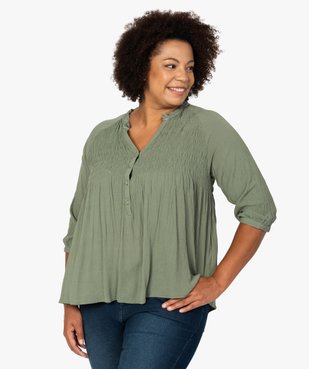 Blouse femme en crêpe avec buste smocké vue1 - GEMO (G TAILLE) - GEMO