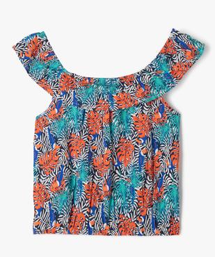 Blouse fluide imprimée à col Bardot volanté fille vue3 - GEMO 4G FILLE - GEMO