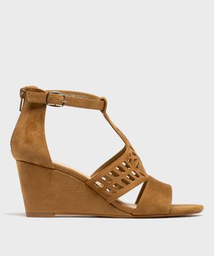 Sandales en suédine à talon compensé femme - Valentina Baldano vue1 - VALENTINA BALDA - GEMO