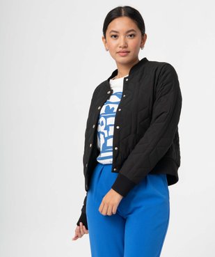 Blouson femme matelassé avec finitions bord-côte vue1 - GEMO 4G FEMME - GEMO