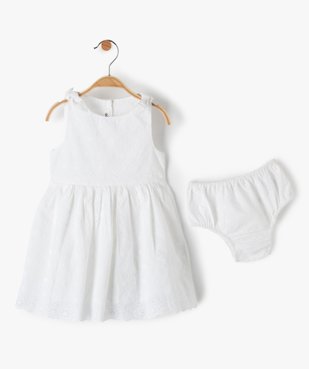 Ensemble bébé fille 2 pièces : robe + bloomer en dentelle anglaise vue1 - GEMO(BEBE DEBT) - GEMO