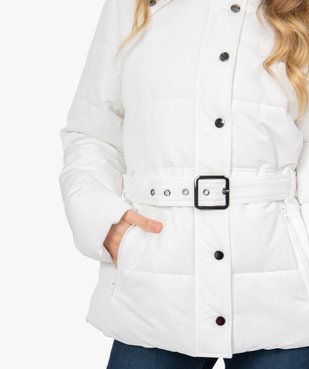 Blouson femme matelassé avec capuche et ceinture vue2 - GEMO(FEMME PAP) - GEMO