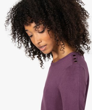 Pull femme en maille fine à col rond et boutons sur les épaules vue2 - GEMO(FEMME PAP) - GEMO