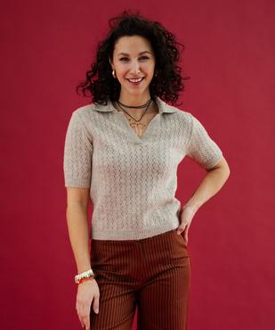 Pull à manches courtes en maille fantaisie femme vue1 - GEMO(FEMME PAP) - GEMO