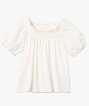 Tee-shirt femme à manches courtes et col smocké vue4 - GEMO(FEMME PAP) - GEMO