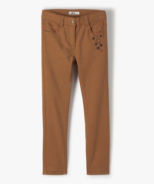 Pantalon fille coupe slim avec fleurs brodées vue2 - GEMO (ENFANT) - GEMO