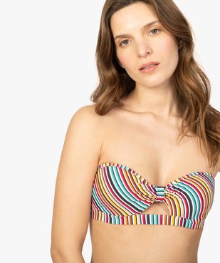 Haut de maillot de bain femme forme bandeau à armatures vue2 - GEMO (PLAGE) - GEMO