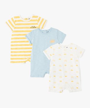 Combishort bébé garçon avec manches à revers (lot de 3) vue1 - GEMO(BB COUCHE) - GEMO