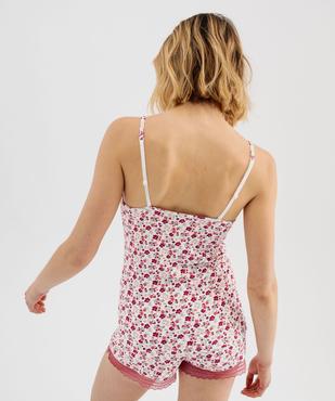 Haut de pyjama à fines bretelles et dentelle femme vue3 - GEMO 4G FEMME - GEMO