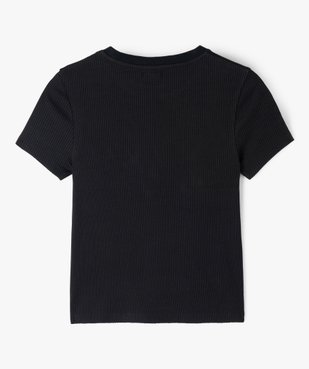 Tee-shirt fille en maille côtelée à manches courtes vue3 - GEMO (JUNIOR) - GEMO