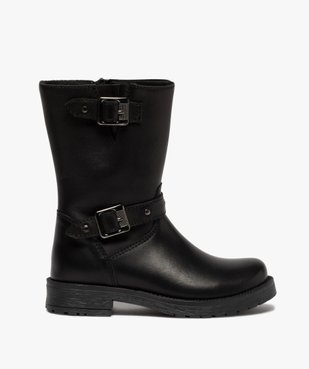 Bottes fille unies dessus cuir à brides décoratives vue1 - GEMO (ENFANT) - GEMO