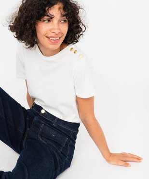 Tee-shirt manches courtes à boutons décoratifs femme vue1 - GEMO(FEMME PAP) - GEMO