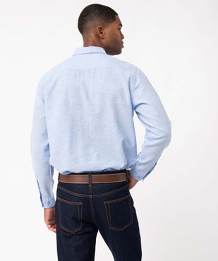 Chemise homme à manches longues en lin mélangé vue3 - GEMO 4G HOMME - GEMO